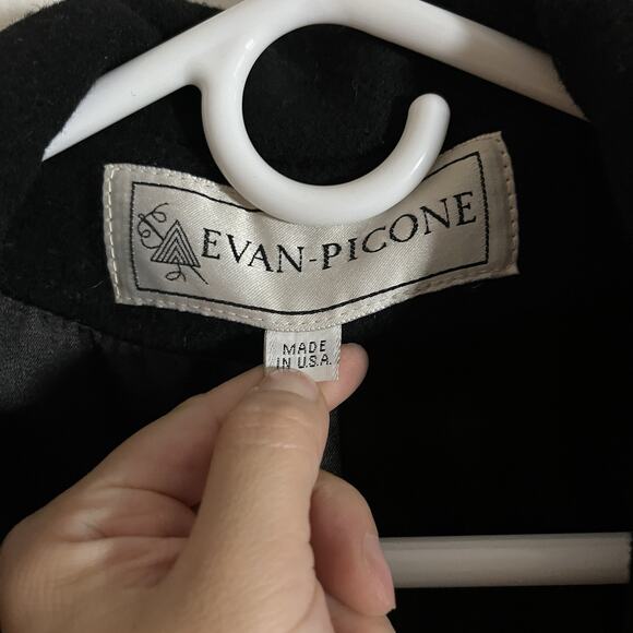 Vtg Evan Picone Women Wool Classic Black Long OverCoat Size 14 Made In Usa - Picture 2 of 7